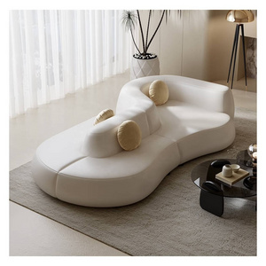 Italian minimalist leather sofa French cream wind moderne living room high-end design irregular shape  furniture sofa