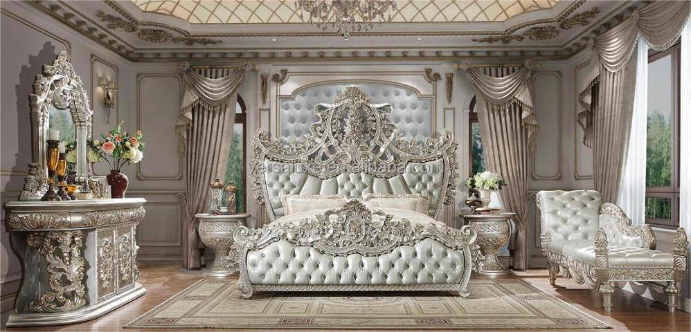 Royal Classic Wooden Teak Bedroom Furniture French Master Room Carving Furniture