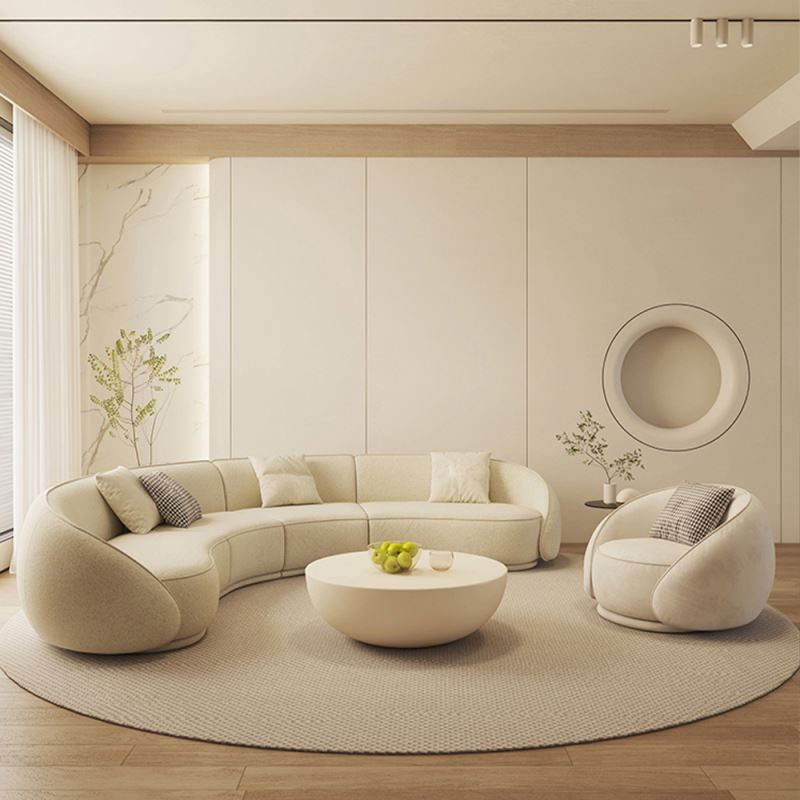 French minimalism  modern Minimalist White Half Circle Designer Couches Luxury Sofa Set Design Lounge Round Curved Sofa