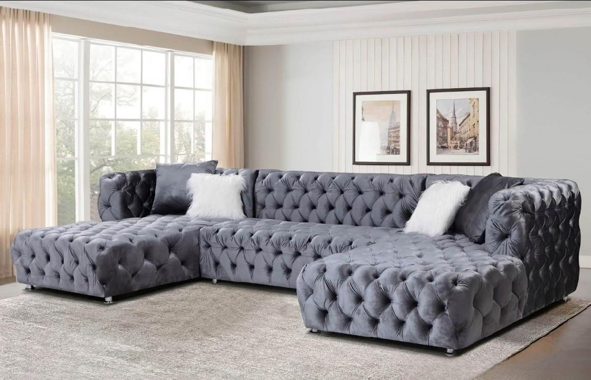 Commercial home furniture European style sectional sofa l shaped velvet luxury sofa set living room  modern solid wood sofa