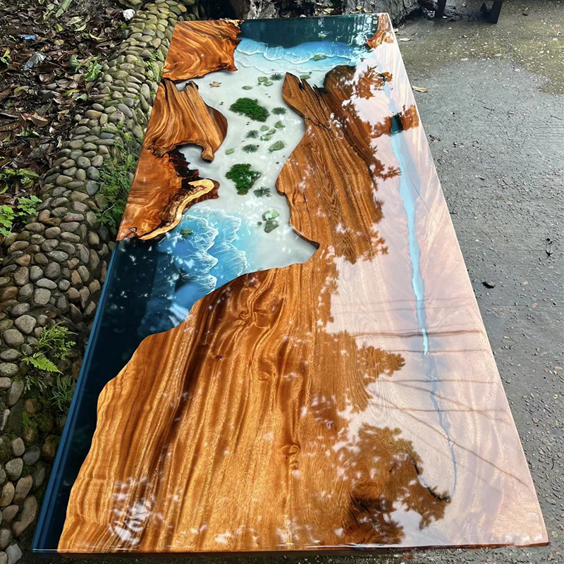 Factory Wholesale Live Edge Epoxy Resin Dining Tables Solid Walnut Wood Slab Table Tops In stock resin table unique river epoxy