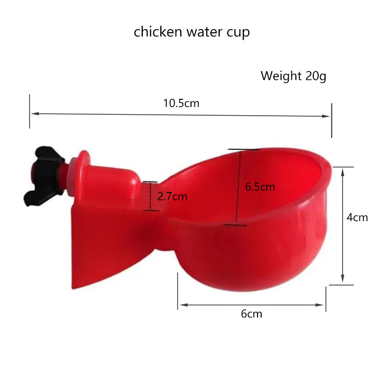 Poultry Feeders And Drinkers Red Plastic Chicken Pigeon Bird Poultry Water Bowl Automatic Chicken Cup Drinkers