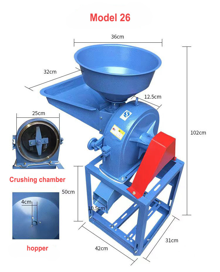 High Efficiency Electric Mini Grain Crusher Maize Grinder Soybean Corn Paddy Wheat Milling Machine