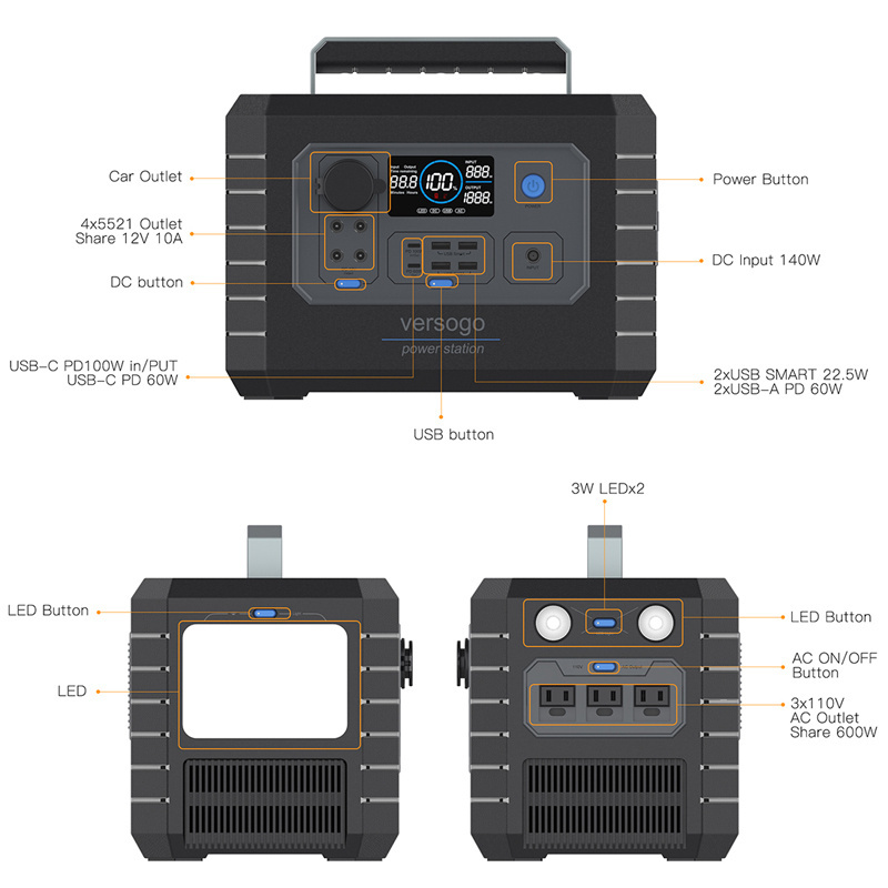 600W dc solar Charging Station & Generator electric station energa solar energizer portable power station