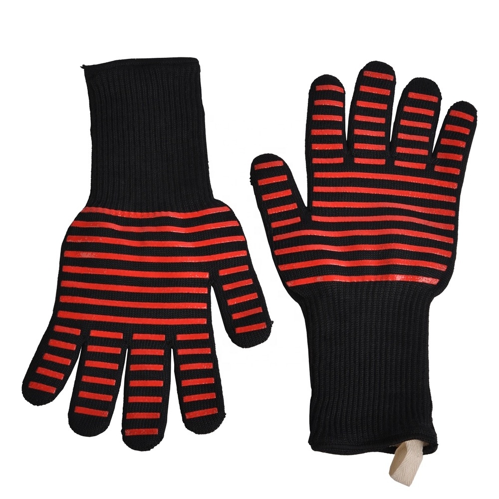 Vertak Eco-friendly bbq Gloves Heat Resistant Silicon Aramid Fiber Cotton Cooking BBQ Gloves