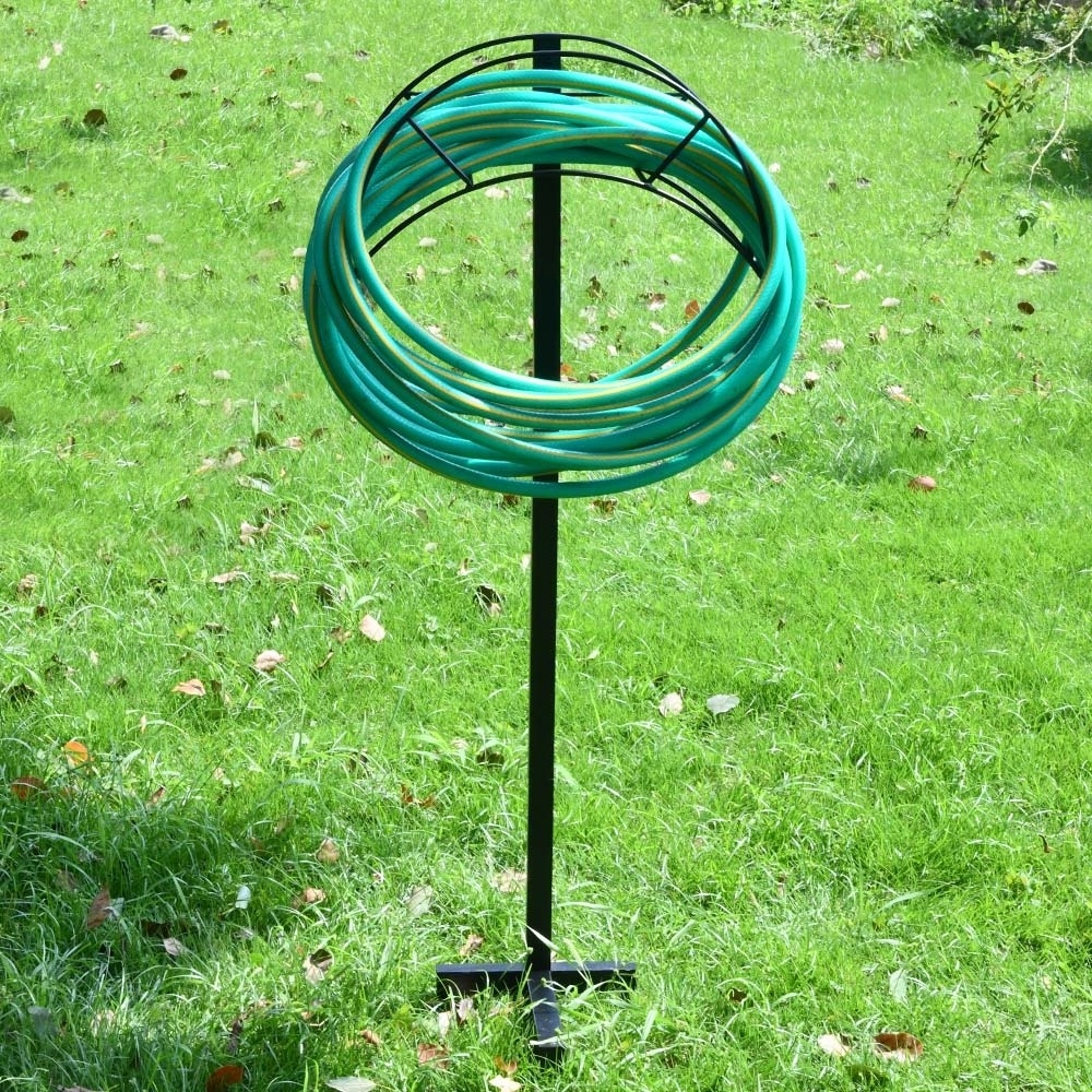 VERTAK removable freestanding heavy duty garden decor metal water reel hose hanger holder