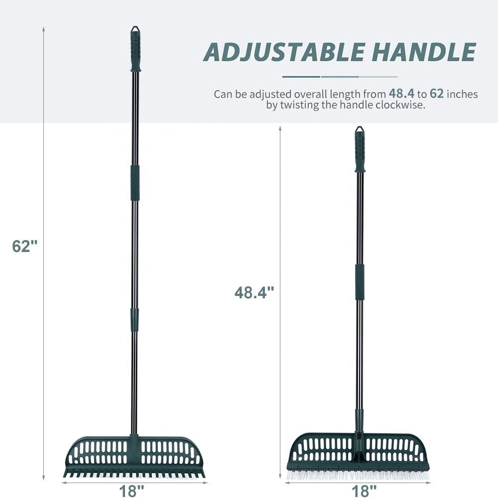 Vertak Telescopic Multifunctional Carpet Turf Rake 2 in 1 Artificial Turf Cleaning Brush