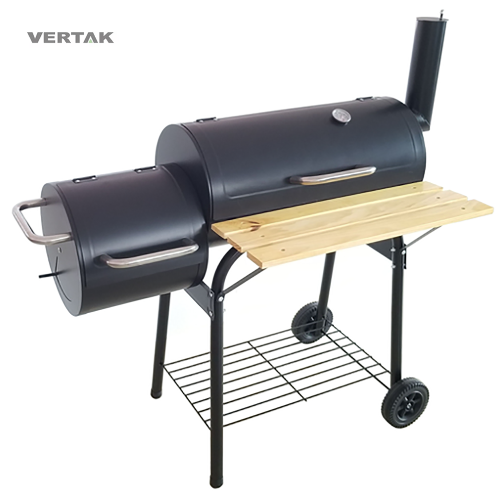 VERTAK iron camping bbq smoker grill commercial heavy duty charcoal bbq grill with side table