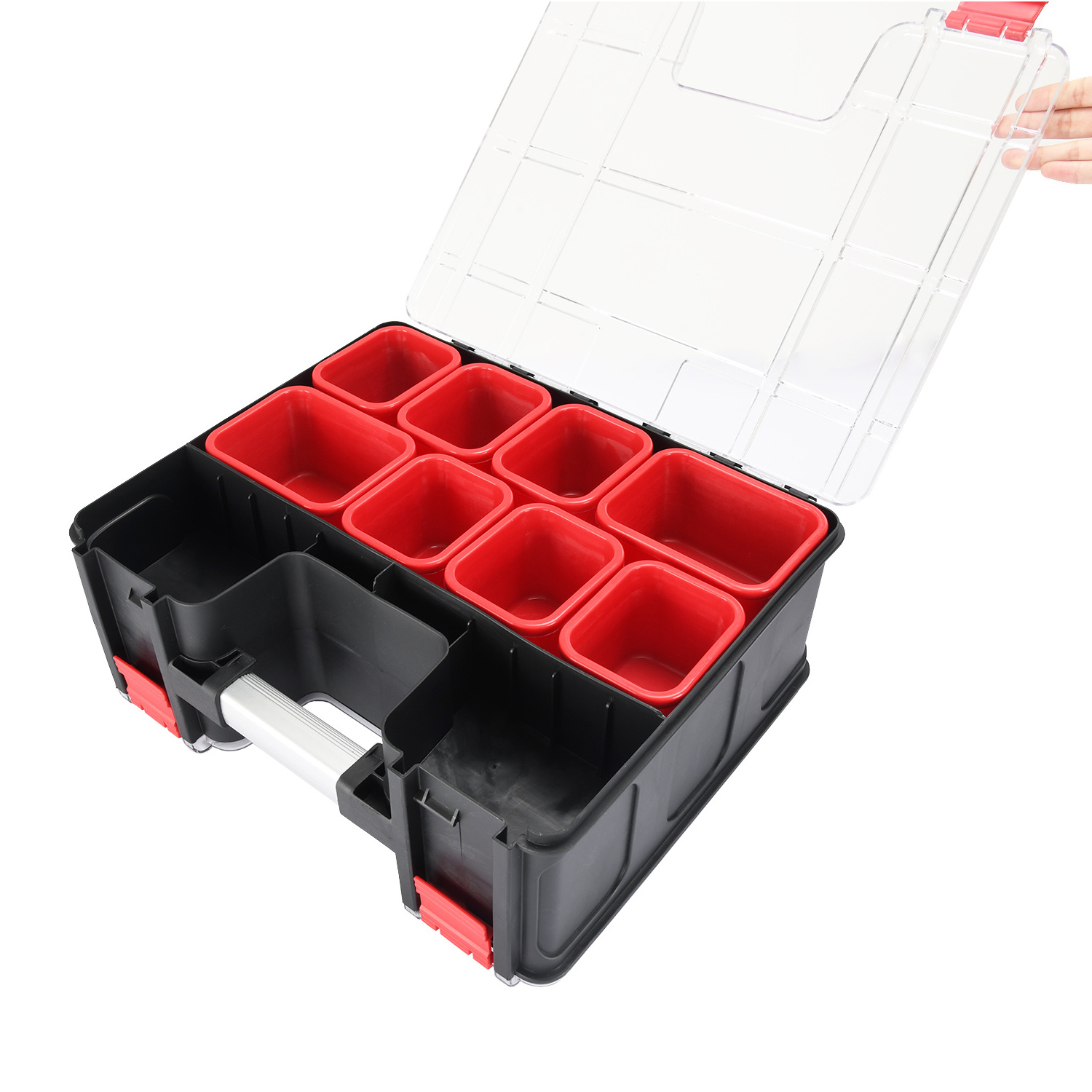 Vertak double side pc parts storage tool box organizer handheld portable part utility box