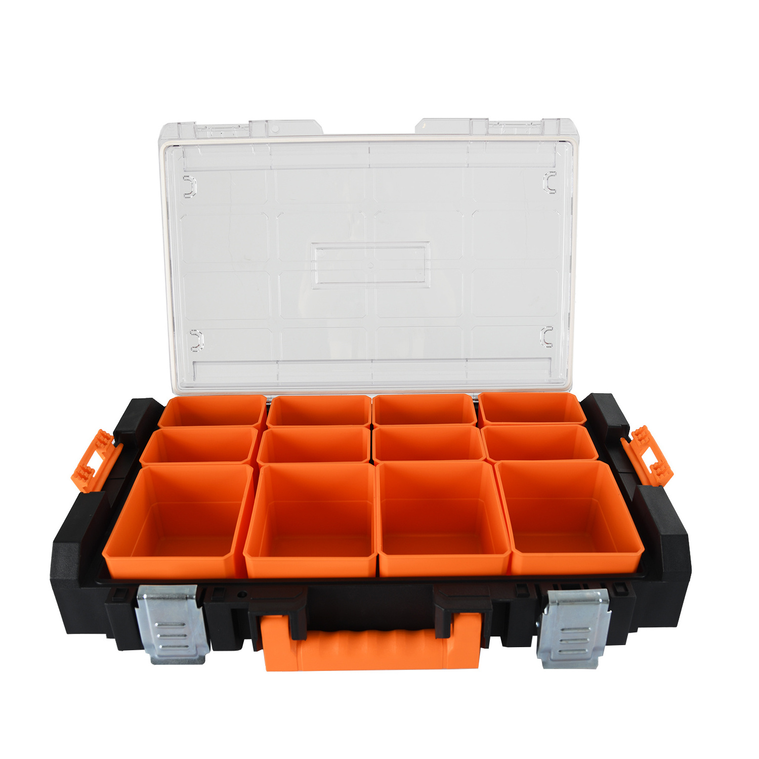 Vertak 12 grids transparent cover parts storage tool box plastic packaging box with compartments