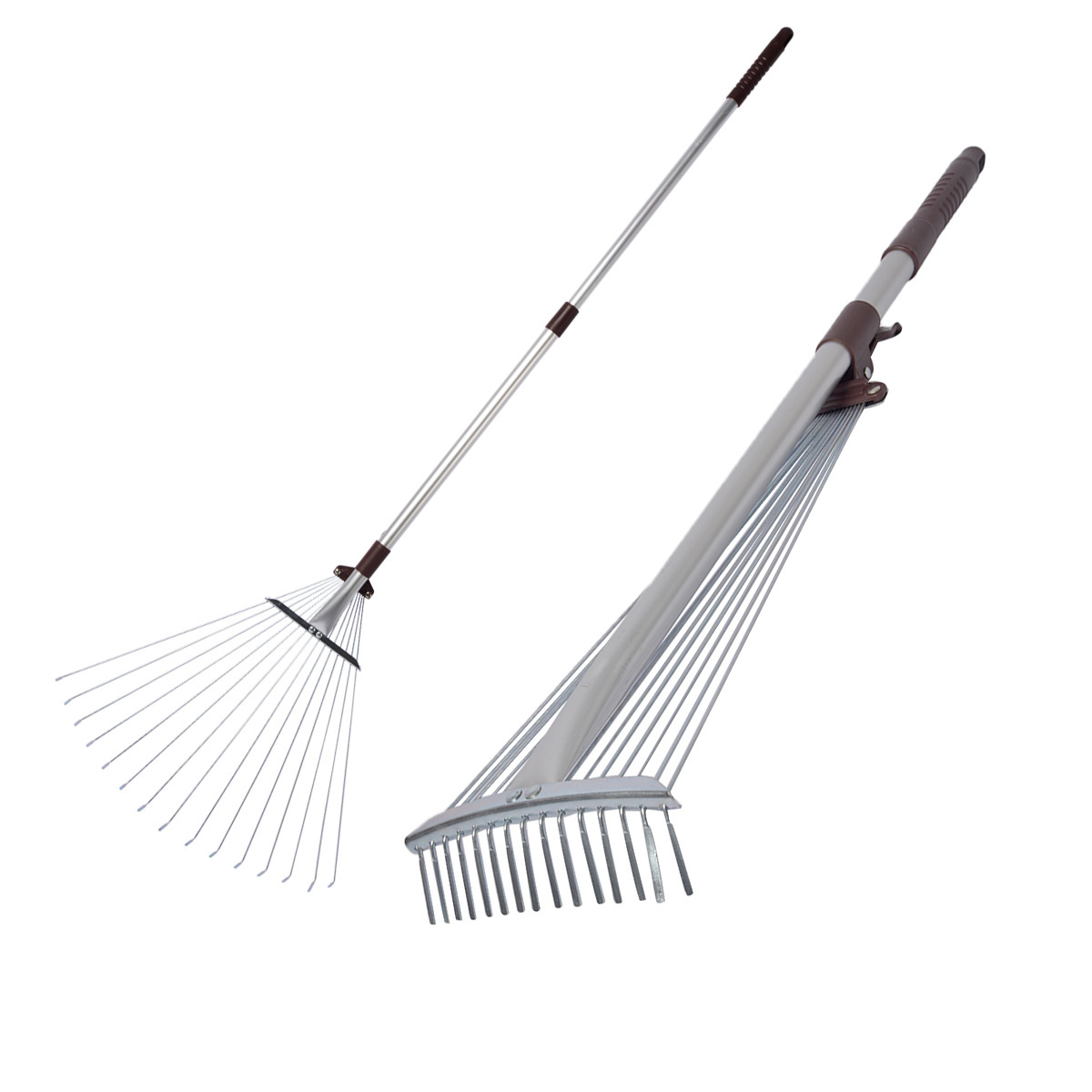 VERTAK 15 teeth heavy duty telescopic china leaf rake landscape garden metal rake with handle