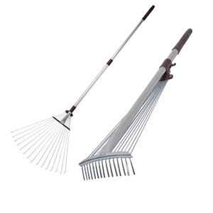 VERTAK 15 teeth heavy duty telescopic china leaf rake landscape garden metal rake with handle