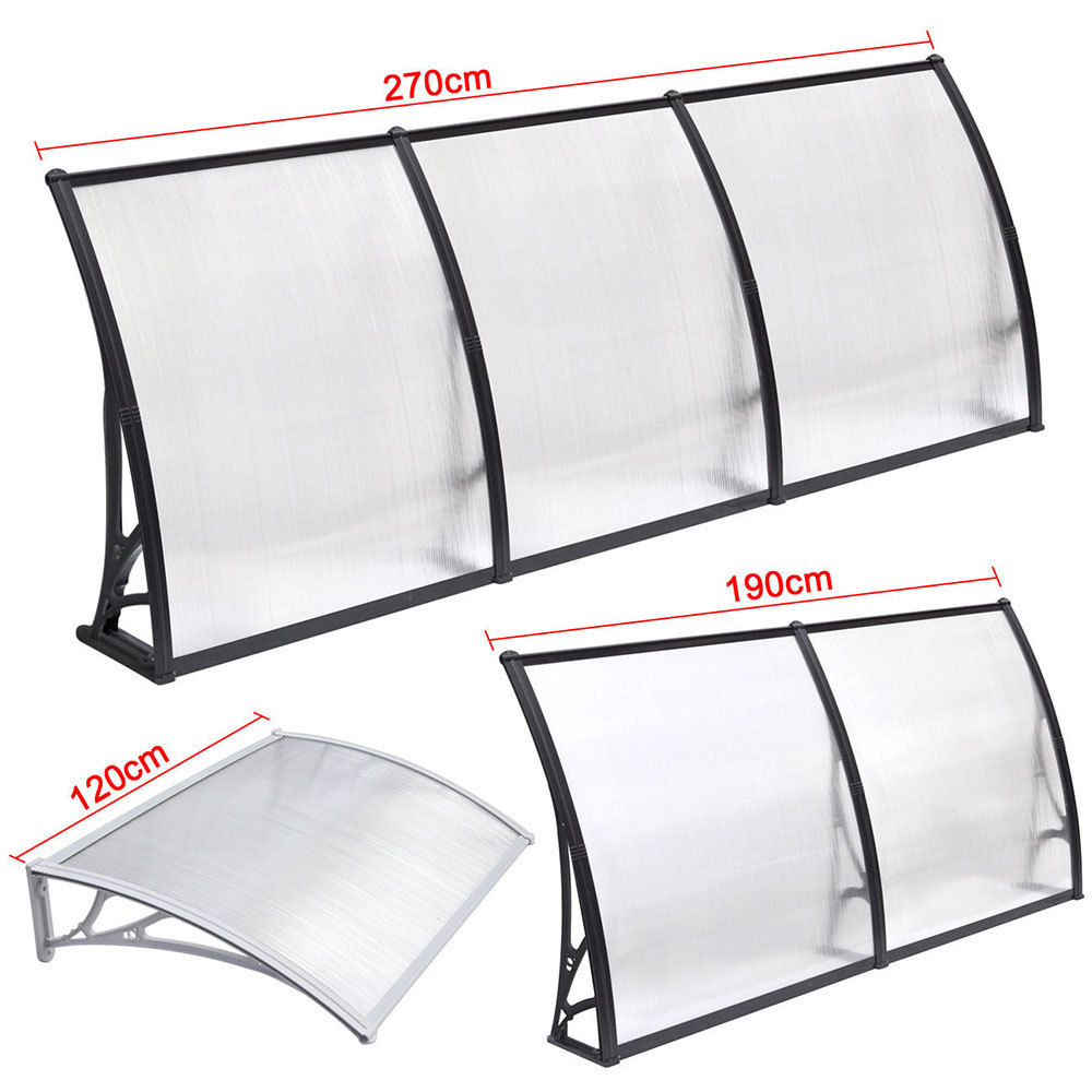 VERTAK Corrosion Resistance Window Awning Polycarbonate Retractable Solid Door Rain Canopy