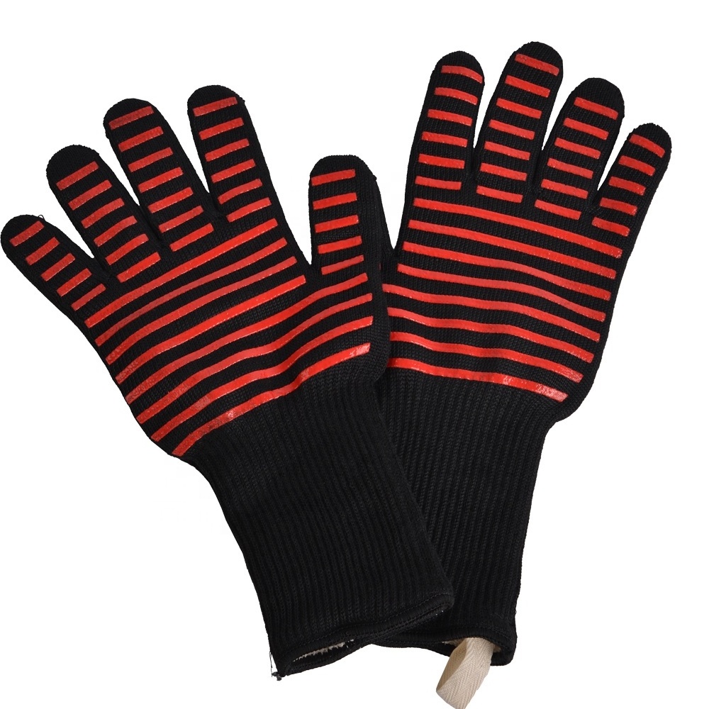 Vertak Eco-friendly bbq Gloves Heat Resistant Silicon Aramid Fiber Cotton Cooking BBQ Gloves