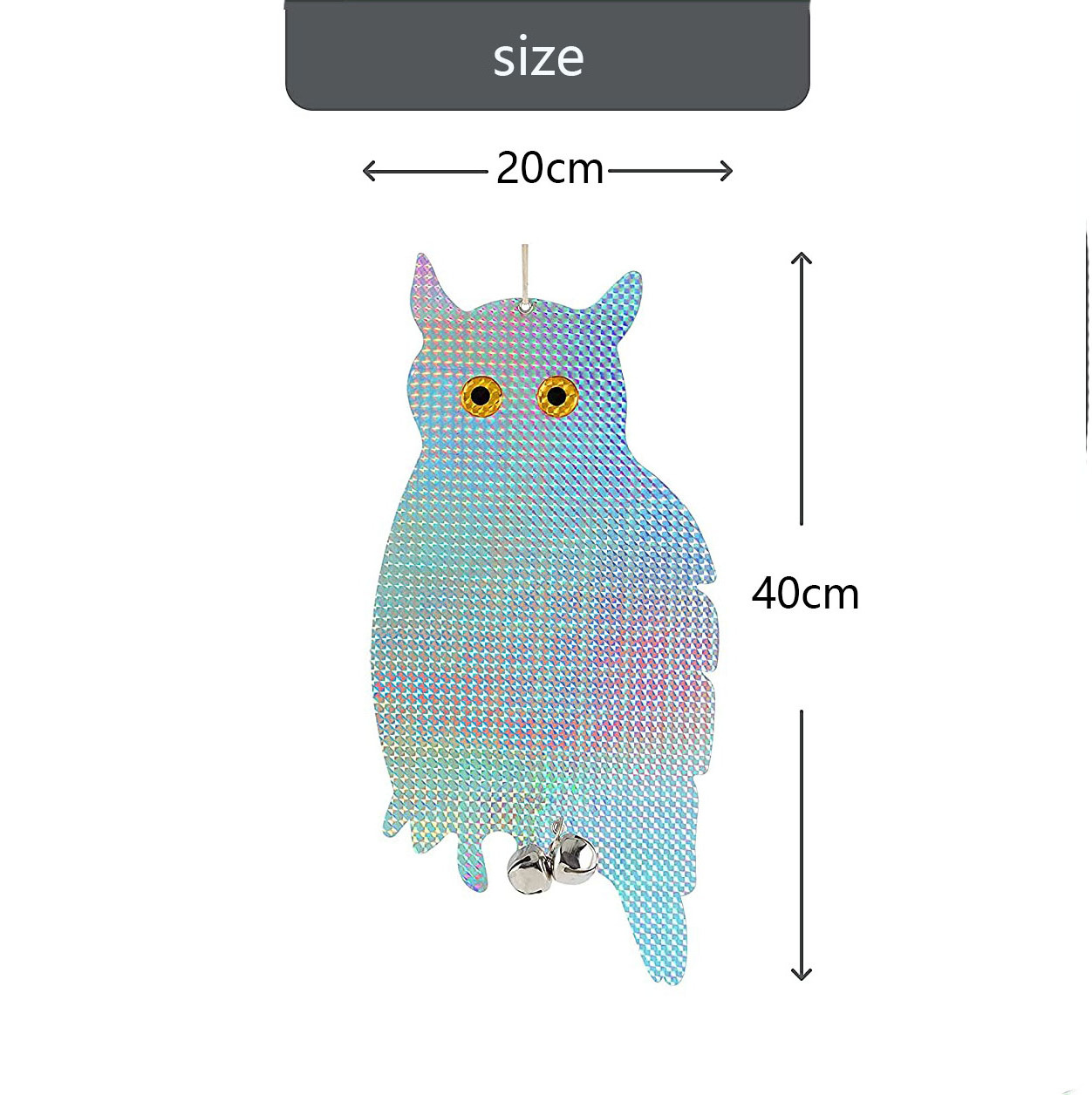 VERTAK Garden plastic bird scarecrow Fake Owl Hanging Reflective Owl for Woodpecker Deterrent Bird Blinder Hanging Owl Decoys