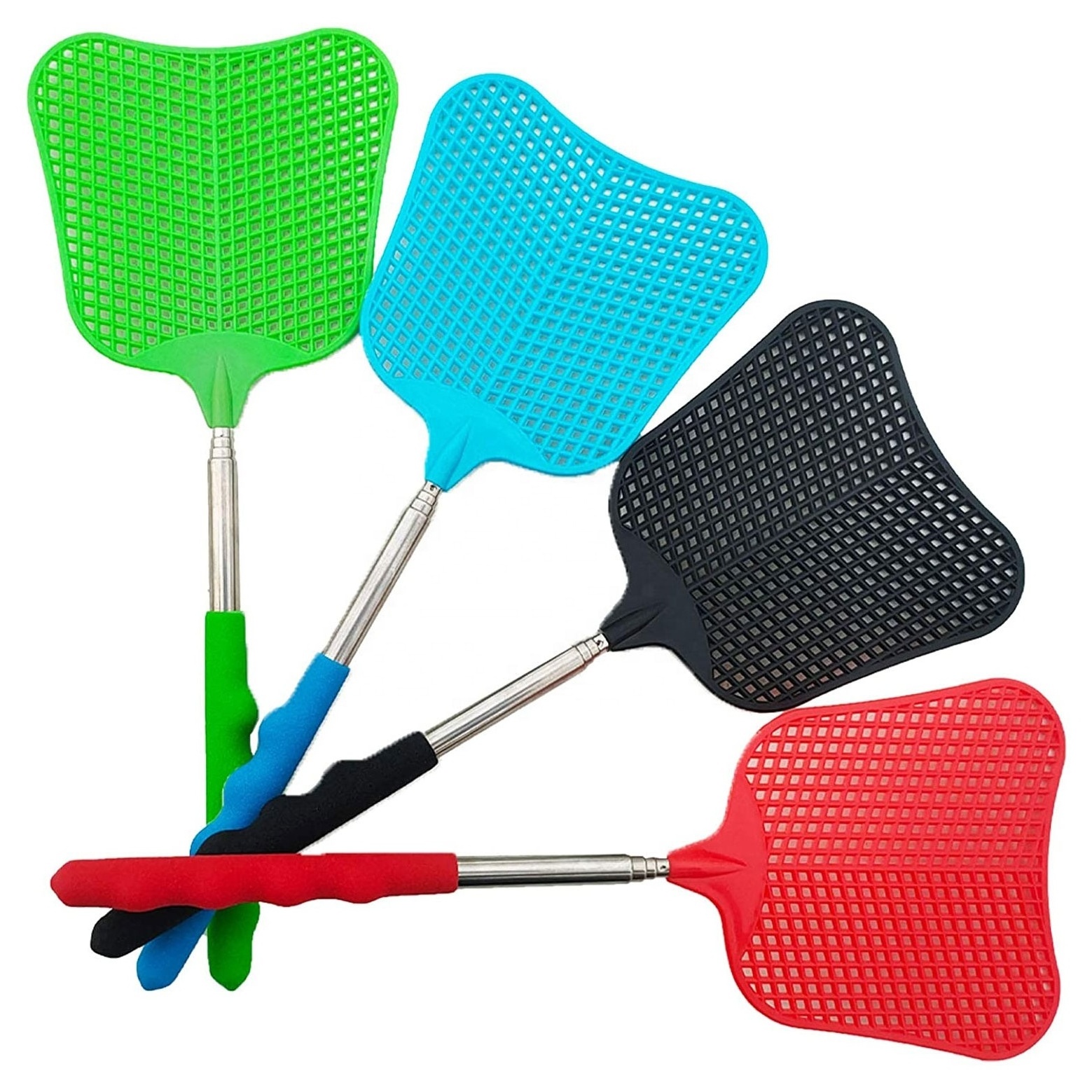 Vertak Plastic Telescopic Hand Shaped 26inch Portable Fly Swatter Manual Flyswatter With Extendable Stainless Steel Pole