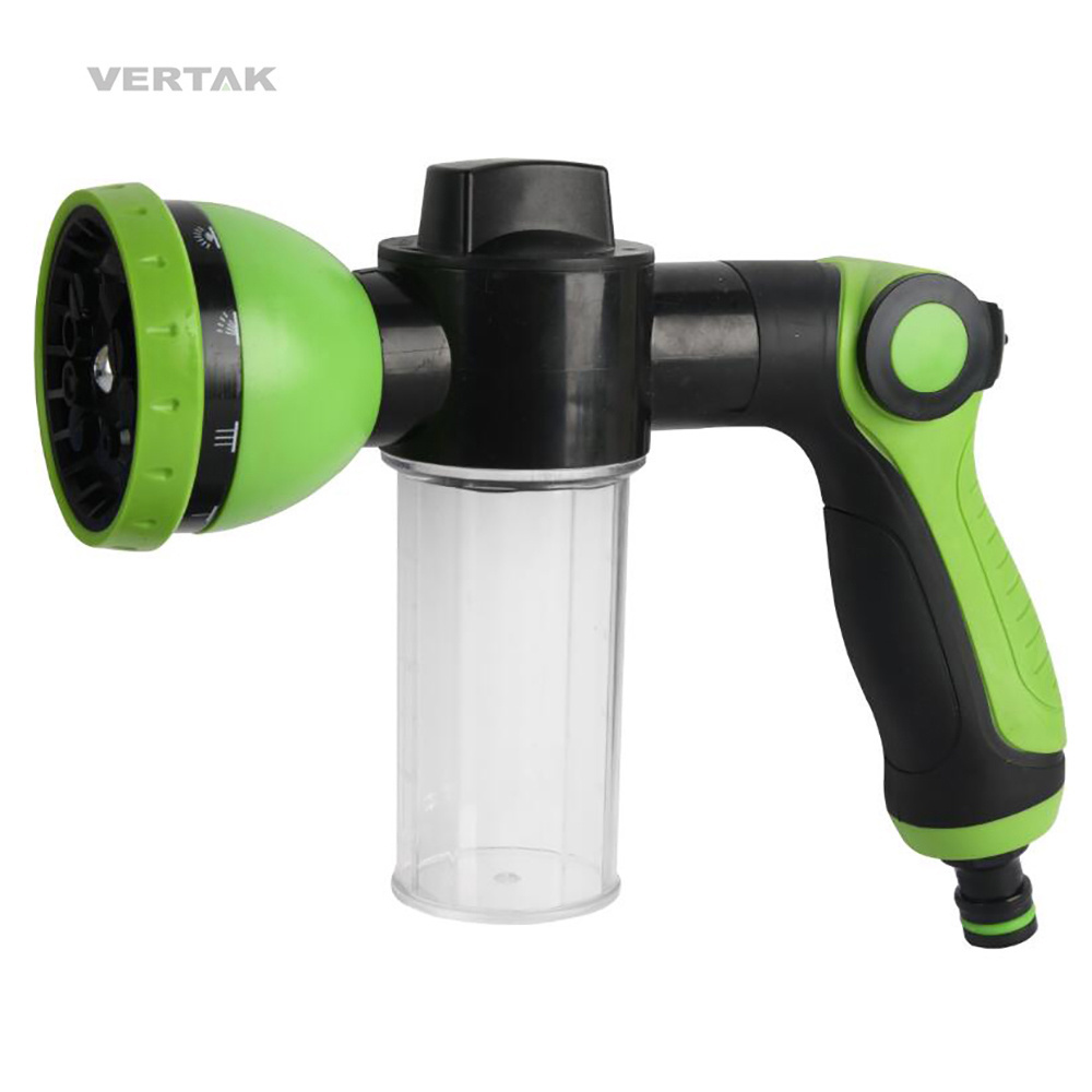 Vertak 10 patterns water nozzle high pressure foam cannon hose pipe car wash spray gun with soap bottle