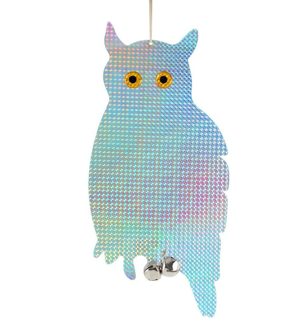 VERTAK Garden plastic bird scarecrow Fake Owl Hanging Reflective Owl for Woodpecker Deterrent Bird Blinder Hanging Owl Decoys