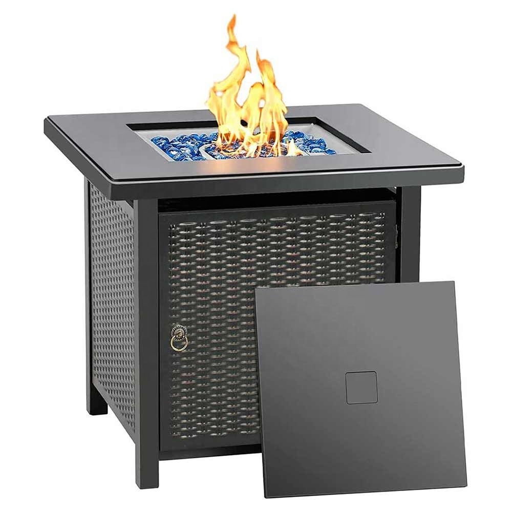 VERTAK Outdoor Patio Furniture 28 inch Square Propane Gas fire table with fire pit