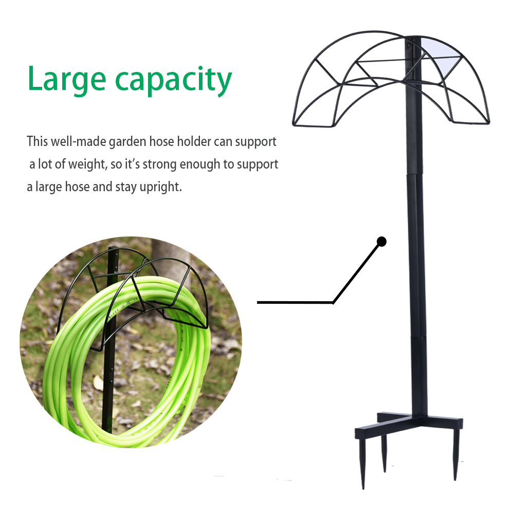 VERTAK removable freestanding heavy duty garden decor metal water reel hose hanger holder