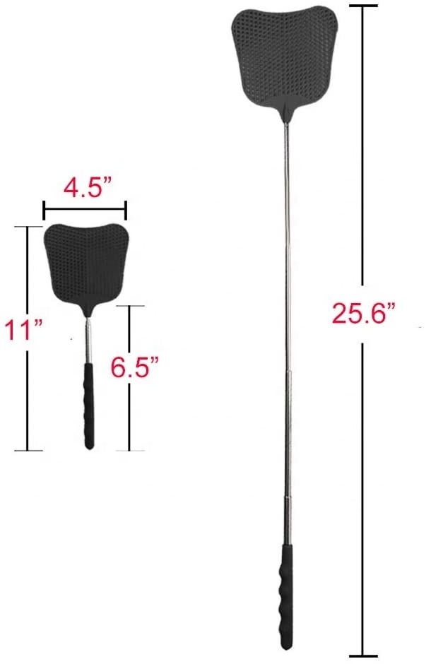 Vertak Plastic Telescopic Hand Shaped 26inch Portable Fly Swatter Manual Flyswatter With Extendable Stainless Steel Pole