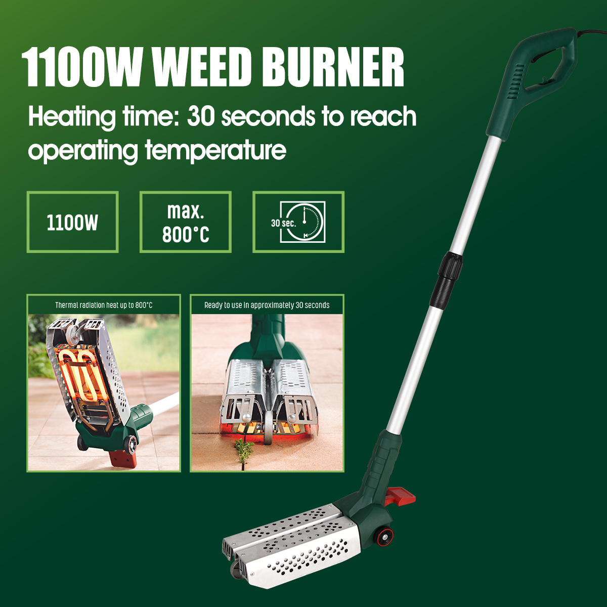 GS CE EMC ROHS 1100W Garden Weeding Burner Lighter Long Size Garden Tool Blow Torch Weed Burner