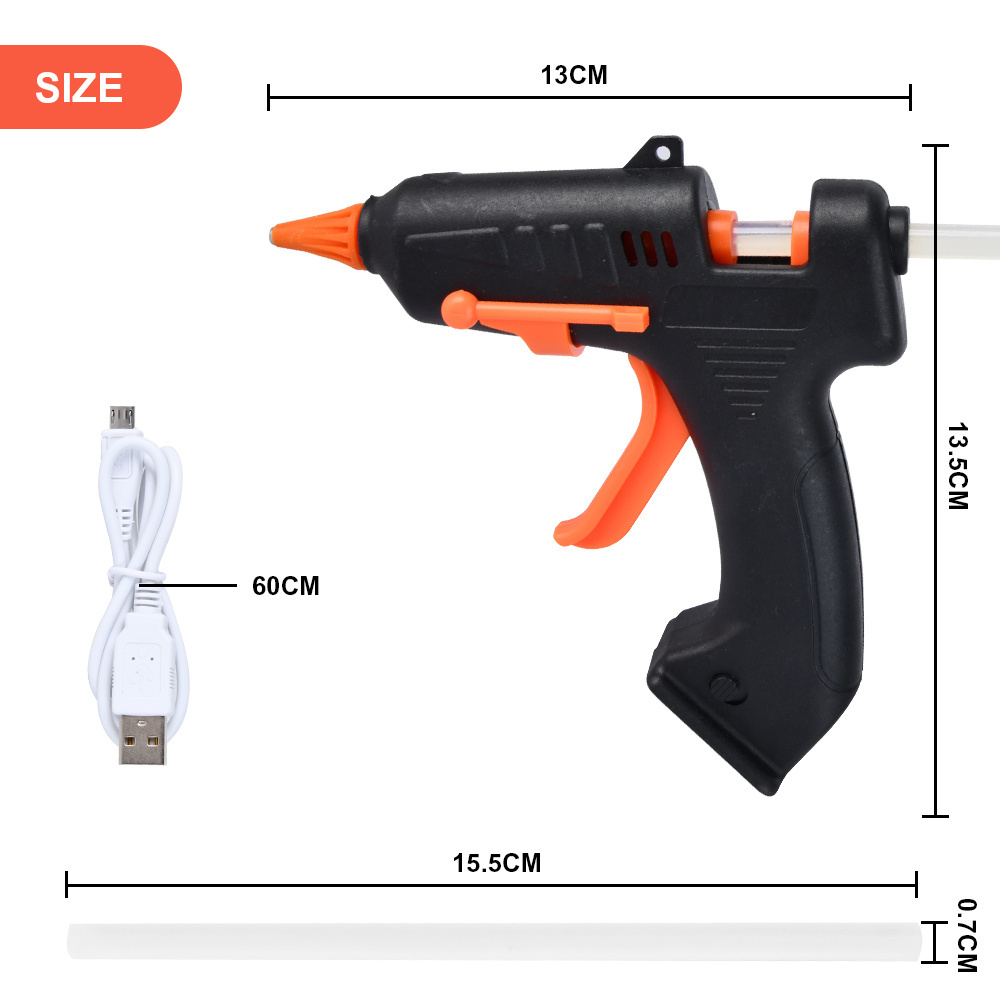 Vertak Industrial battery powered hot melt glue gun cordless manual mini glue gun with nozzle cover