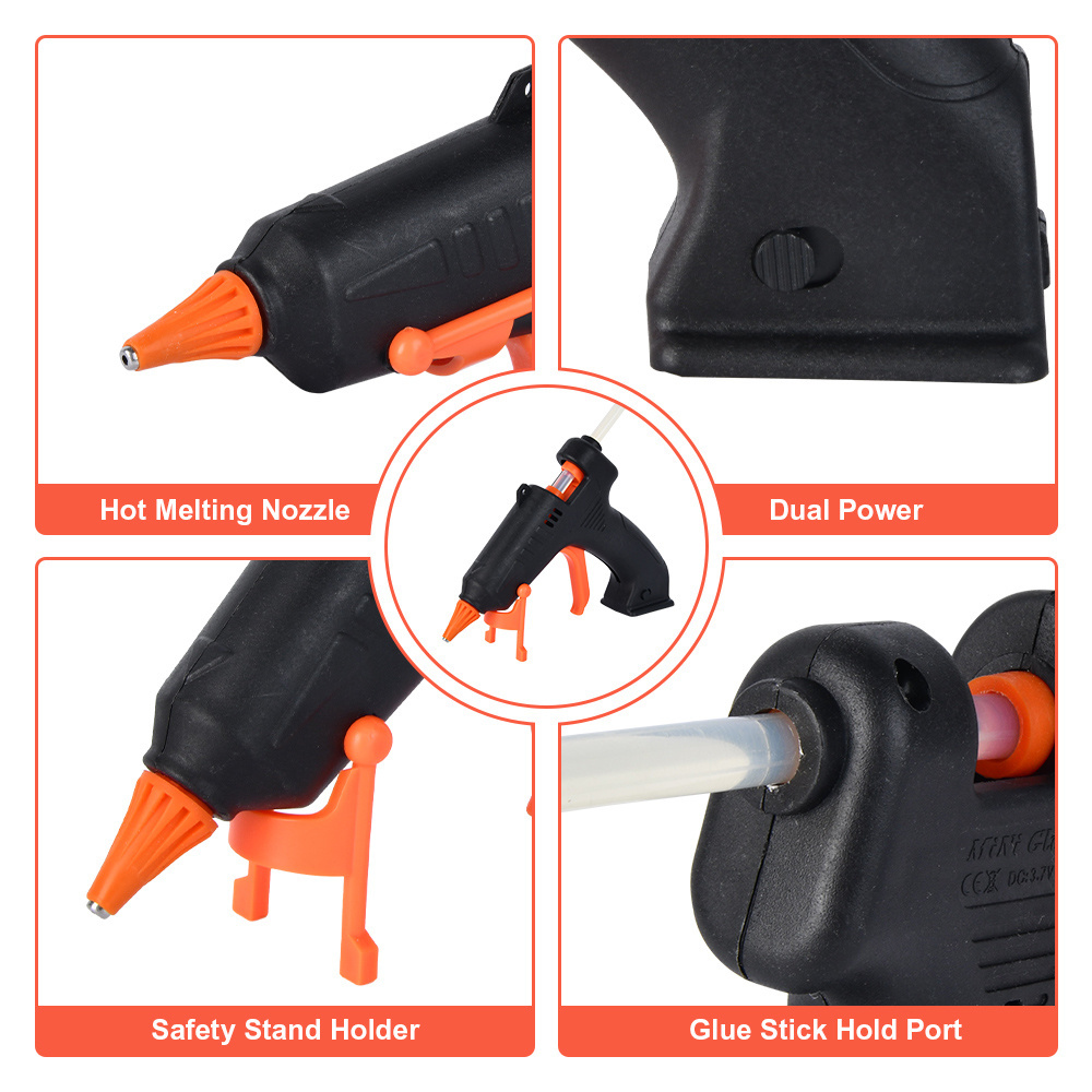 Vertak Industrial battery powered hot melt glue gun cordless manual mini glue gun with nozzle cover