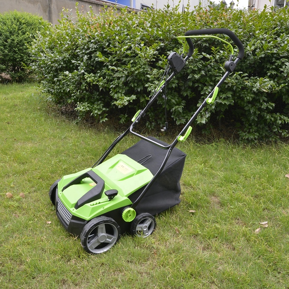 Vertak 1500W Electric Garden Walk Behind Lawn Scarifier And Dethatcher Raker With Collection Bag