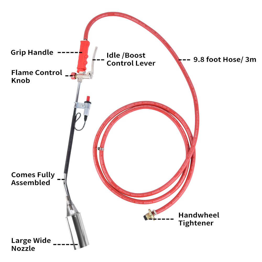 Vertak Gas Torch Burner Safe Welding Gas Torch Portable Powerful Propane Tank Connected Torch with Comfortable Handle