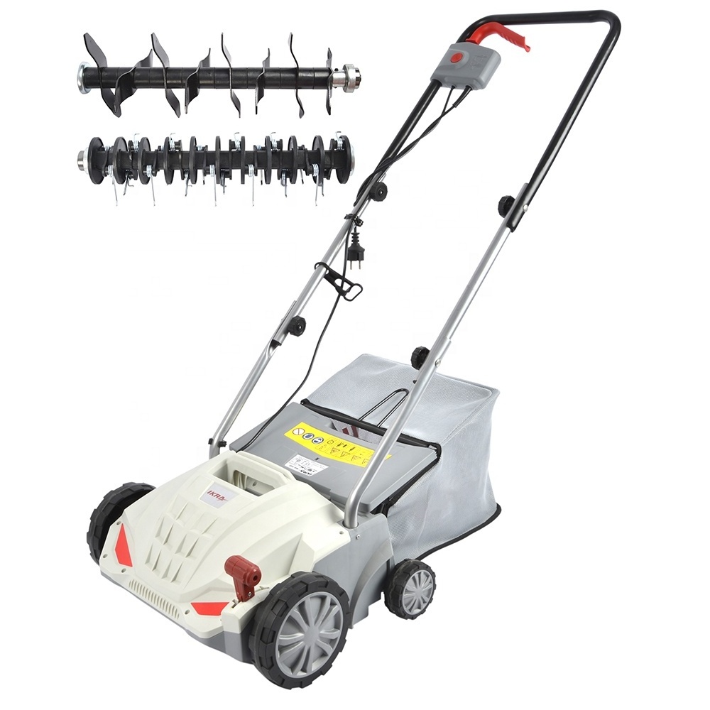 Vertak 1500W Electric Power Dethatcher Rake 2  in 1 Walk Behind Garden Lawn Scarifier