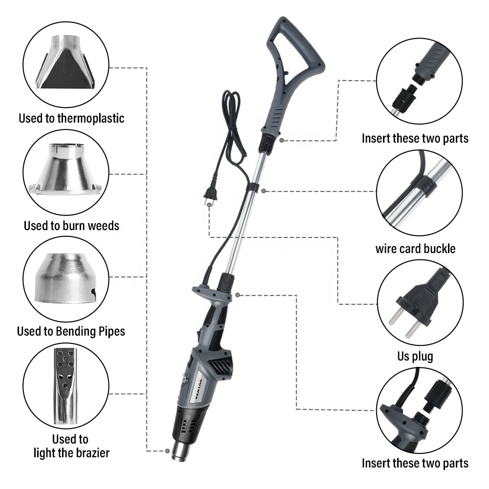 Vertak 3 in 1 2000W Electric Hot Air Gun Propane Weed Burner Torches Kit