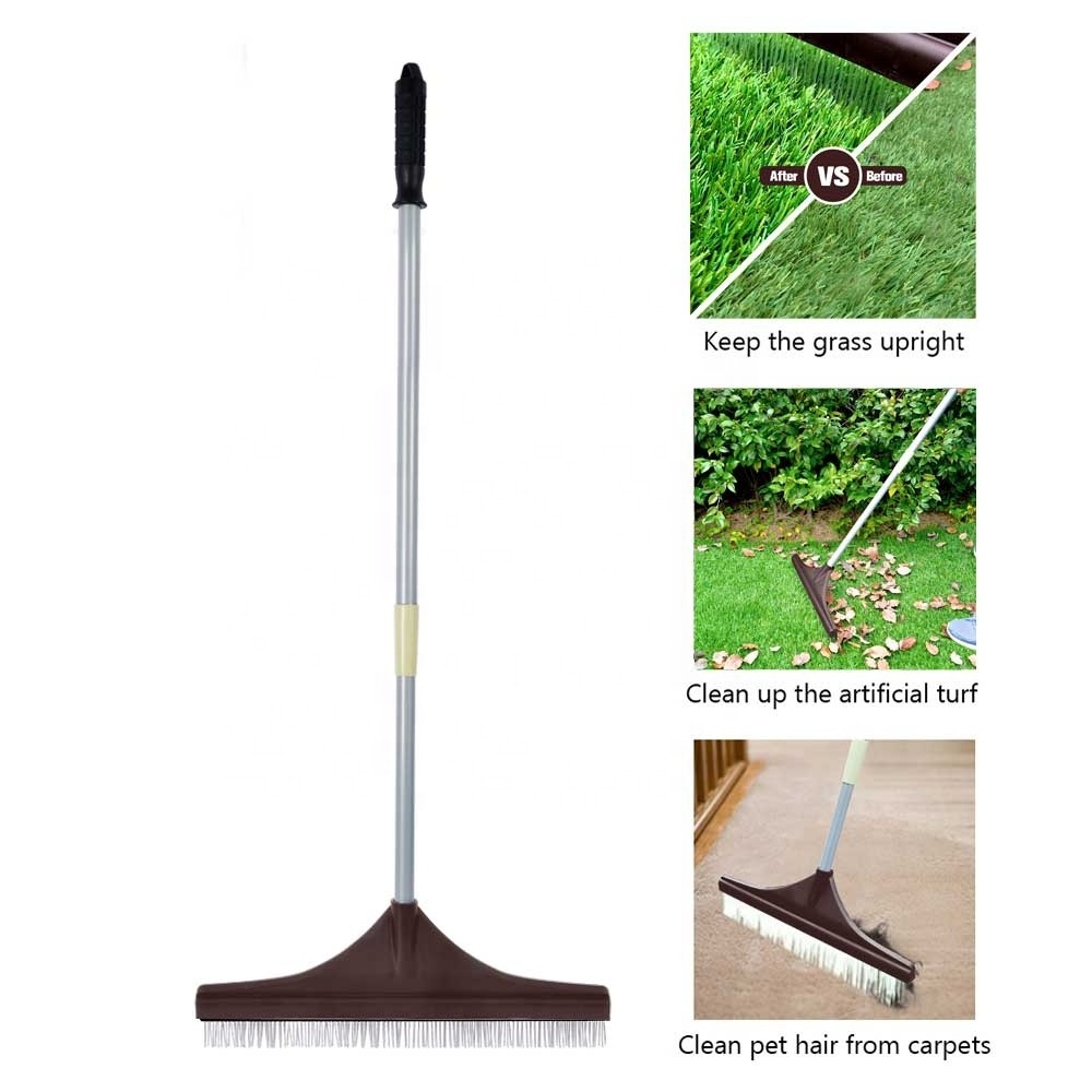 VERTAK Outdoor Garden Artificial Grass Cleaning Sweeper Long Handle Turf Brush