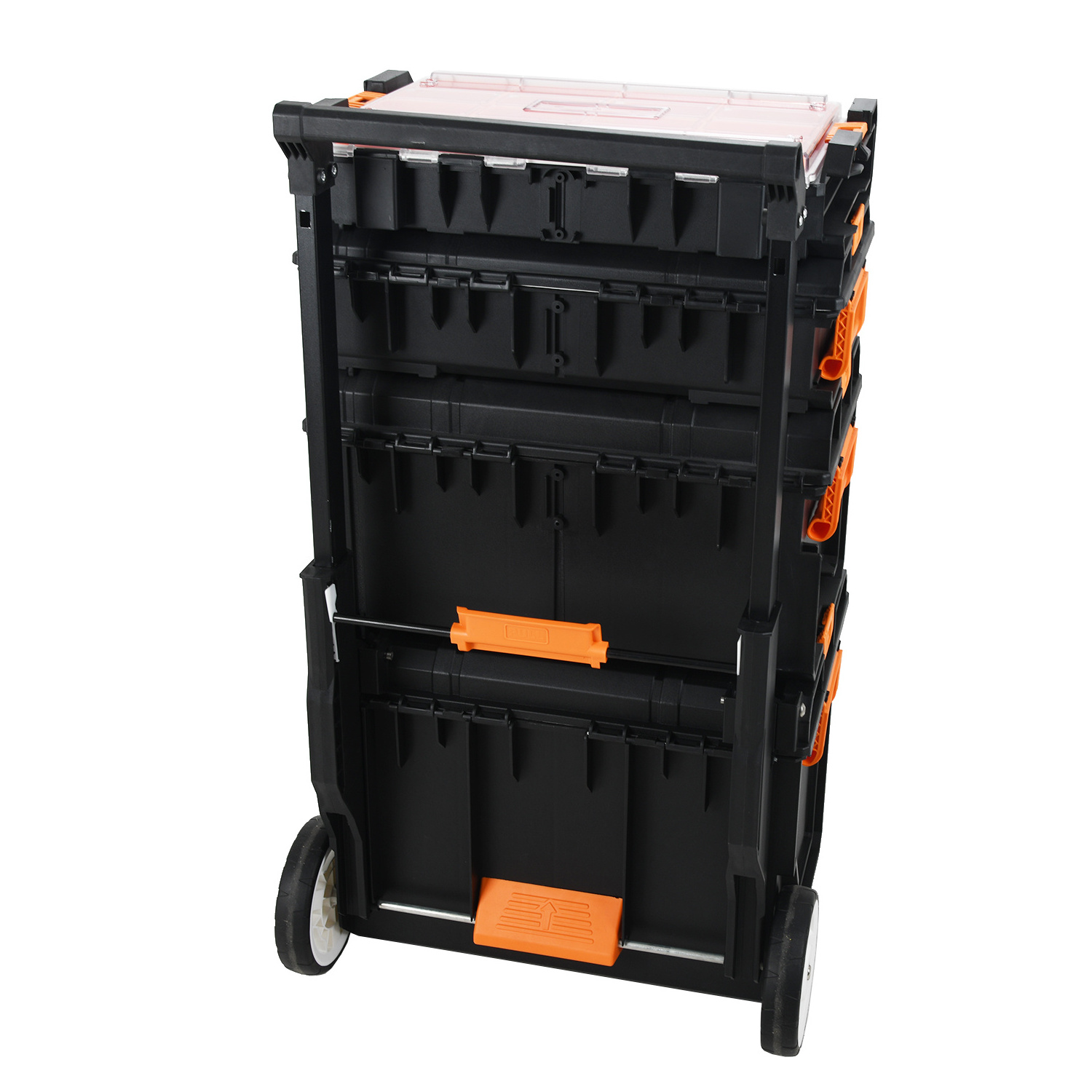 VERTAK waterproof stackable plastic trolley tool box rolling tools organizer box with wheels