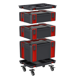 VERTAK Mechanic portable interlocking trolley plastic tool box with wheels