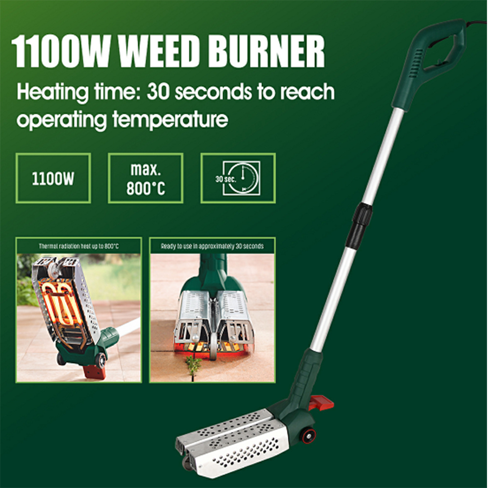 VERTAK 1100W garden weed burner killer yard patio electric weed burner with trolley wheels