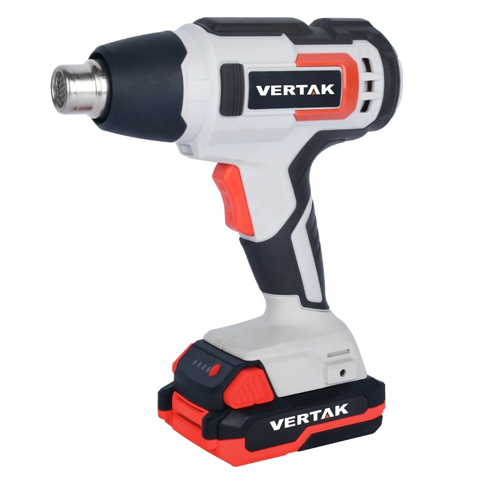 VERTAK Adjustable Temperature 20V Battery Cordless Heat Gun Quick Blow Electric Hot Air Gun With Four Nozzle