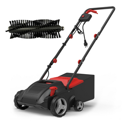 VERTAK 1500W electric powered synthetic artificial grass cleaner garden leaf collecting lawn sweeper with dethatcher