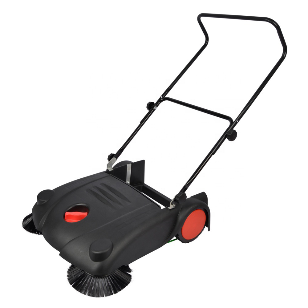 Vertak easy operate yard manual sweeper machine 4kph walk behind hand push sweeper with side brush