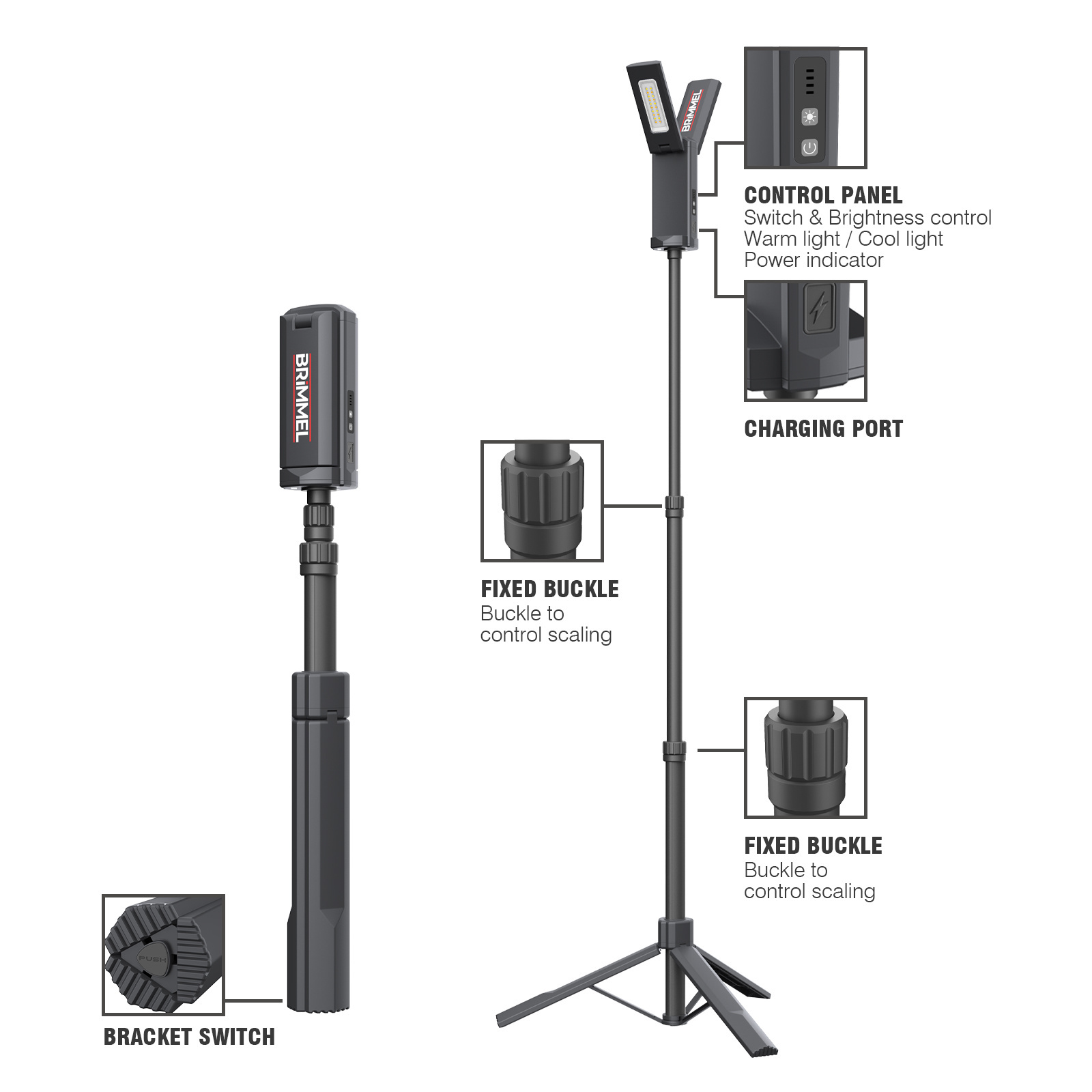 Vertak Hot Selling 100-240V Multifunction Construction Adjustable Folding Portable Led Work Light with Tripod