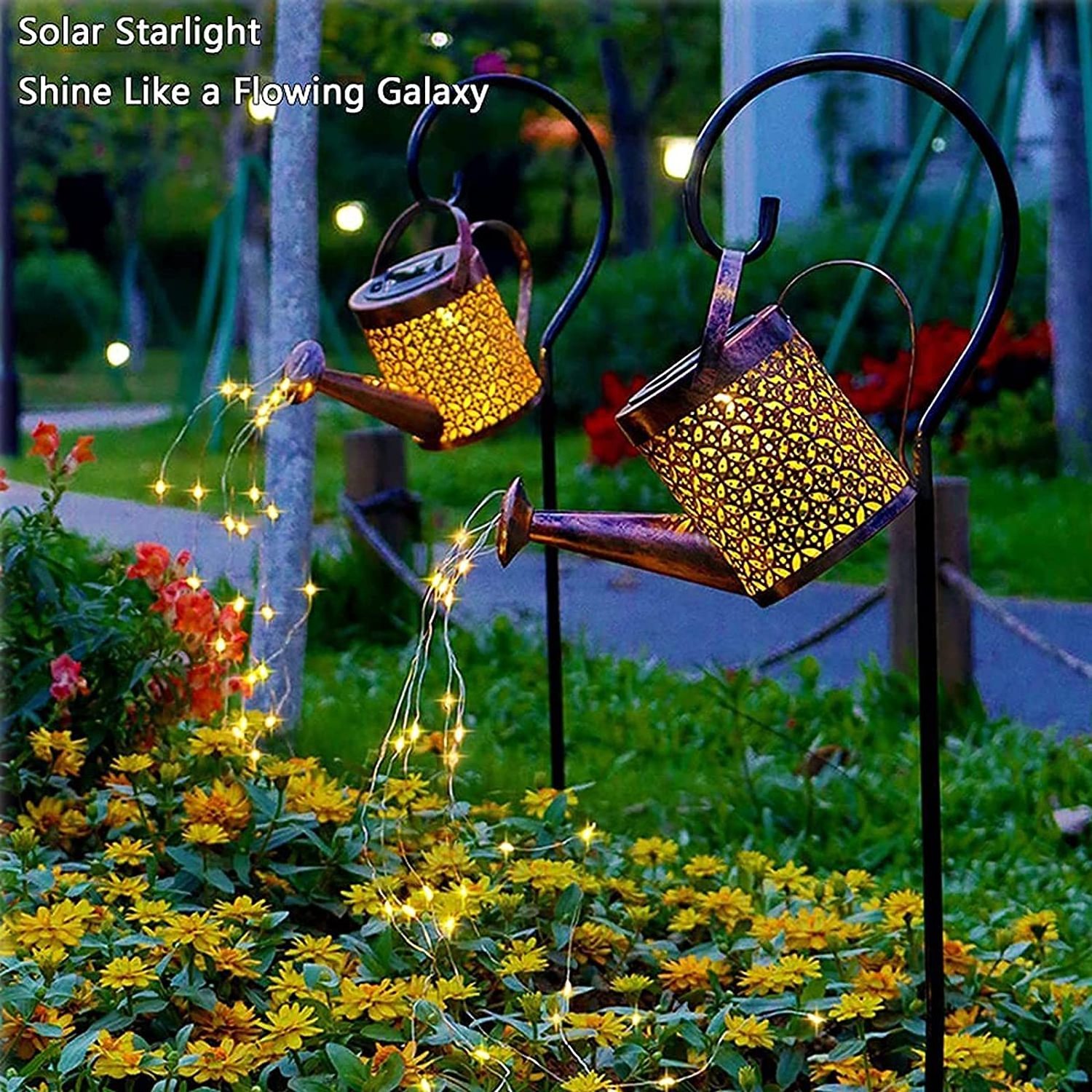 Vertak water can solar power fairy lights outdoor waterproof IP65 outdoor solar garden lights with 12V battery