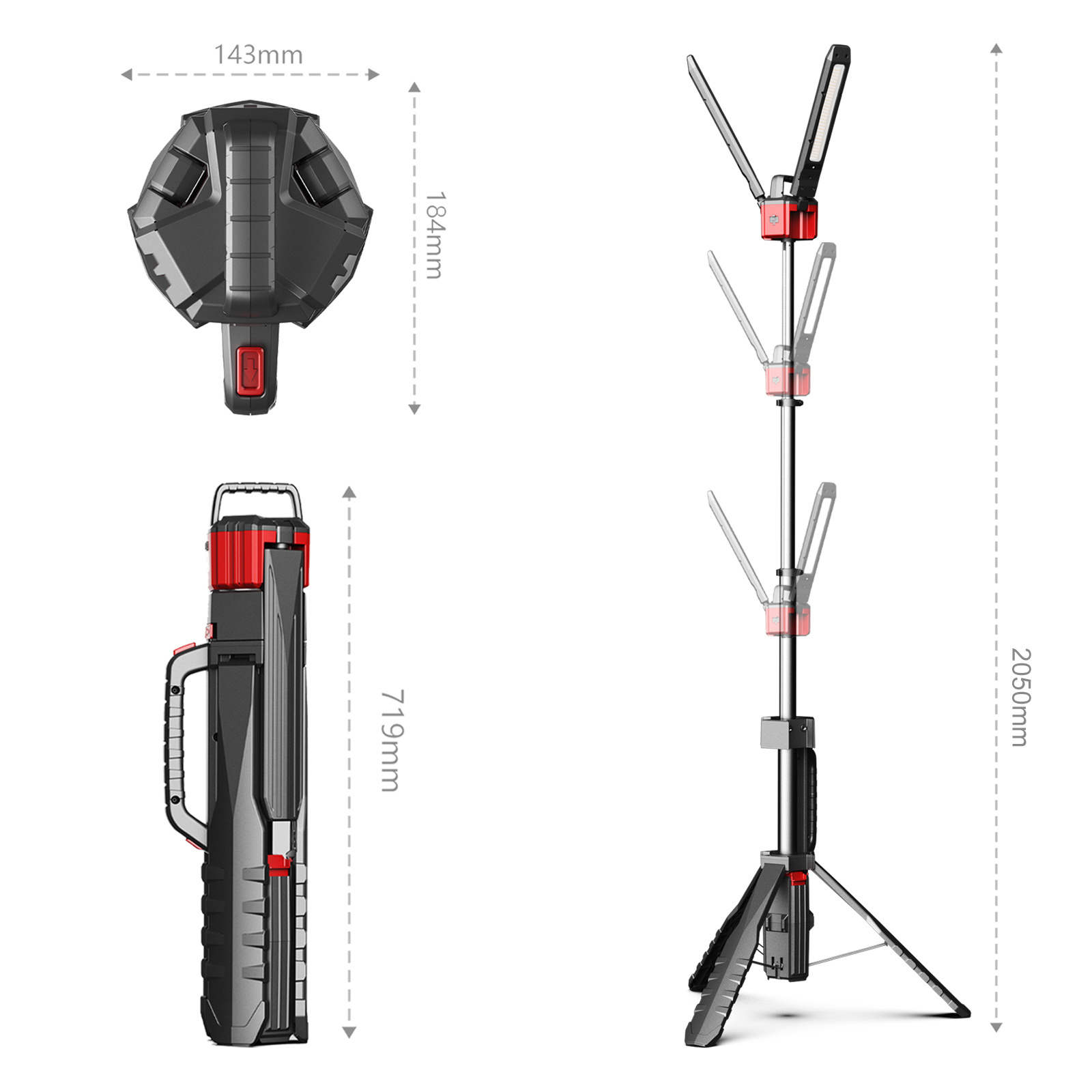 Brimmel IP65 Rechargeable Portable Foldable Adjustable Floodlights Tripod Flood Led Outdoor Work Light