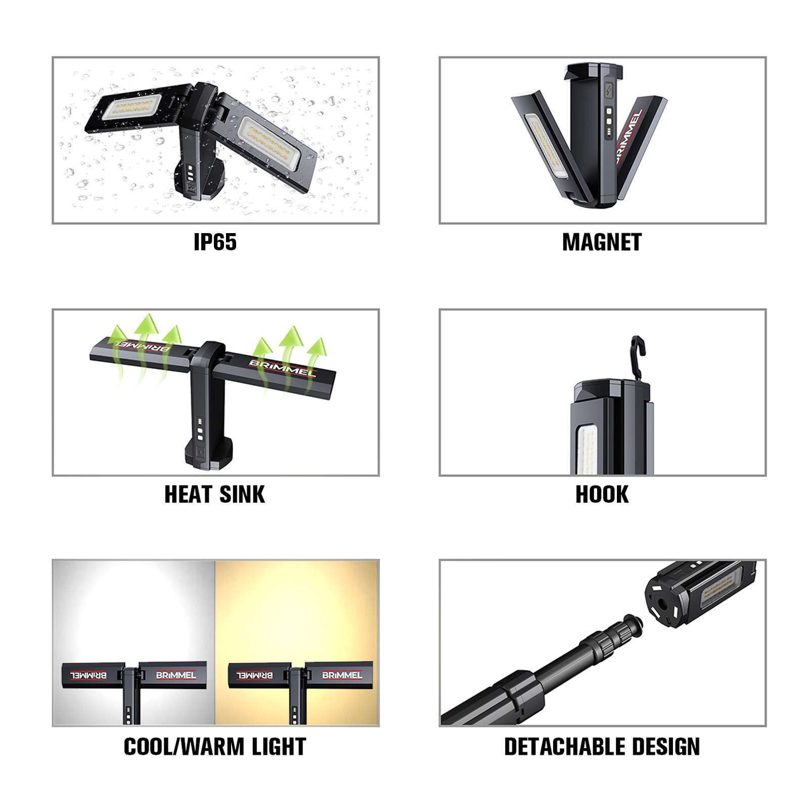 Vertak Newest Rechargeable Powerful Led Work Lamp Portable Corded LED tripod Job Site work Light with Telescopic Stand