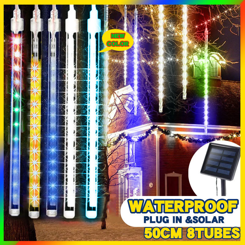 Vertak Waterproof String Bulbs Outdoor Garden Decoration Landscape Decorative Lighting Christmas Rain Meteor Shower LED Light