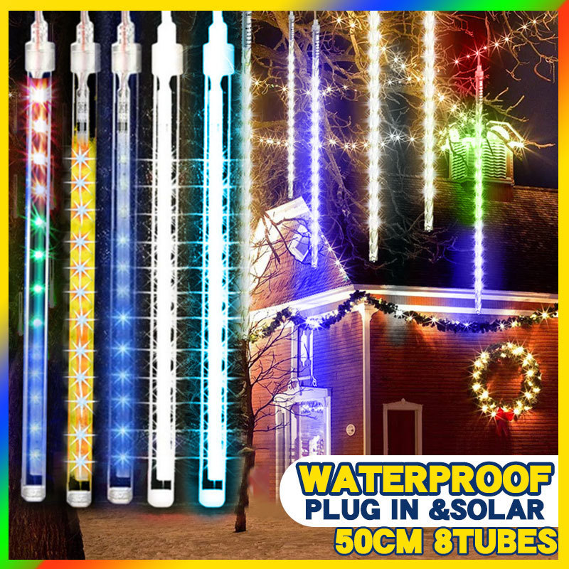 Vertak Waterproof String Bulbs Outdoor Garden Decoration Landscape Decorative Lighting Christmas Rain Meteor Shower LED Light