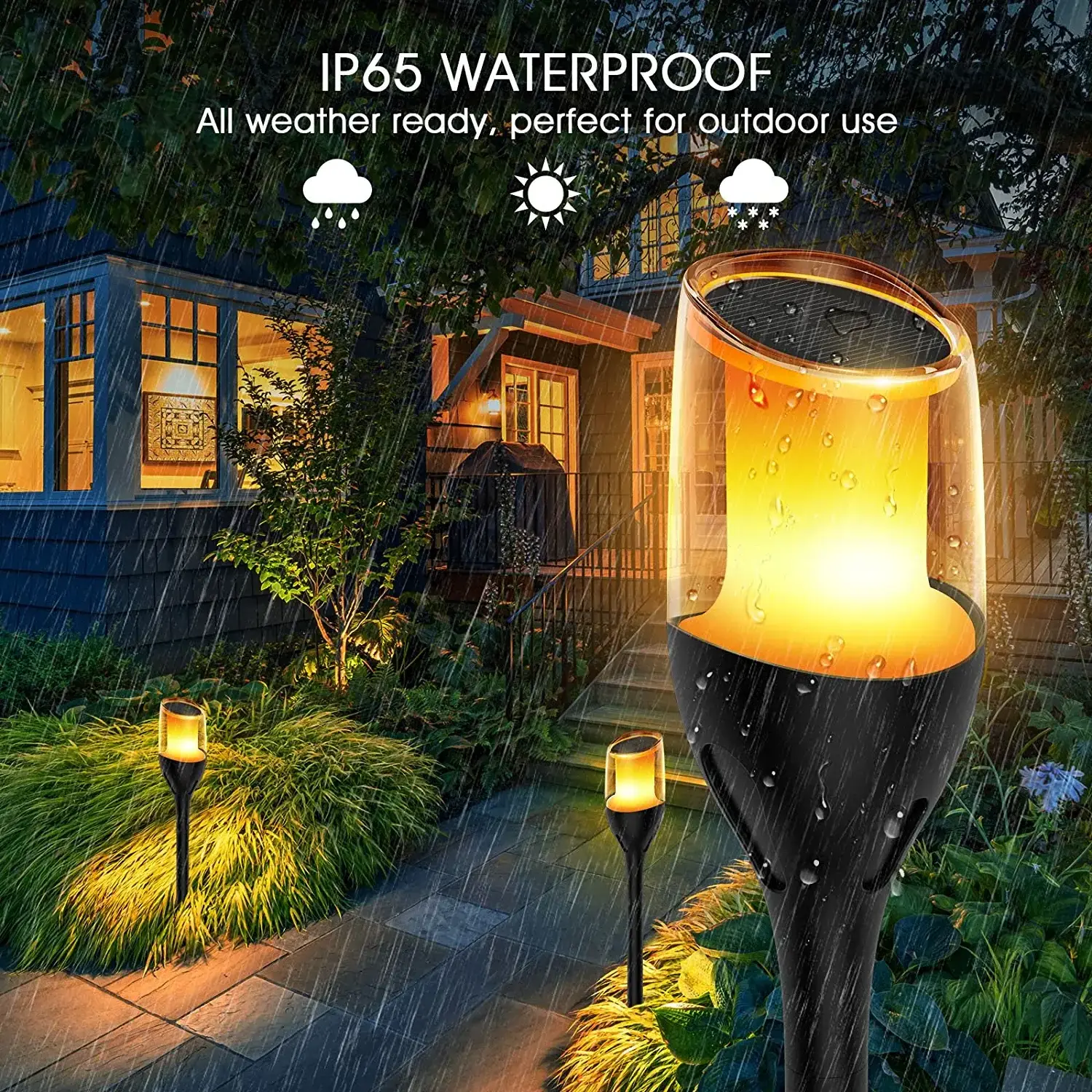 Solar Flame Torch Light Flickering Waterproof Garden Decor Landscape Lawn Lamp Path Lighting Torch Outdoor Light