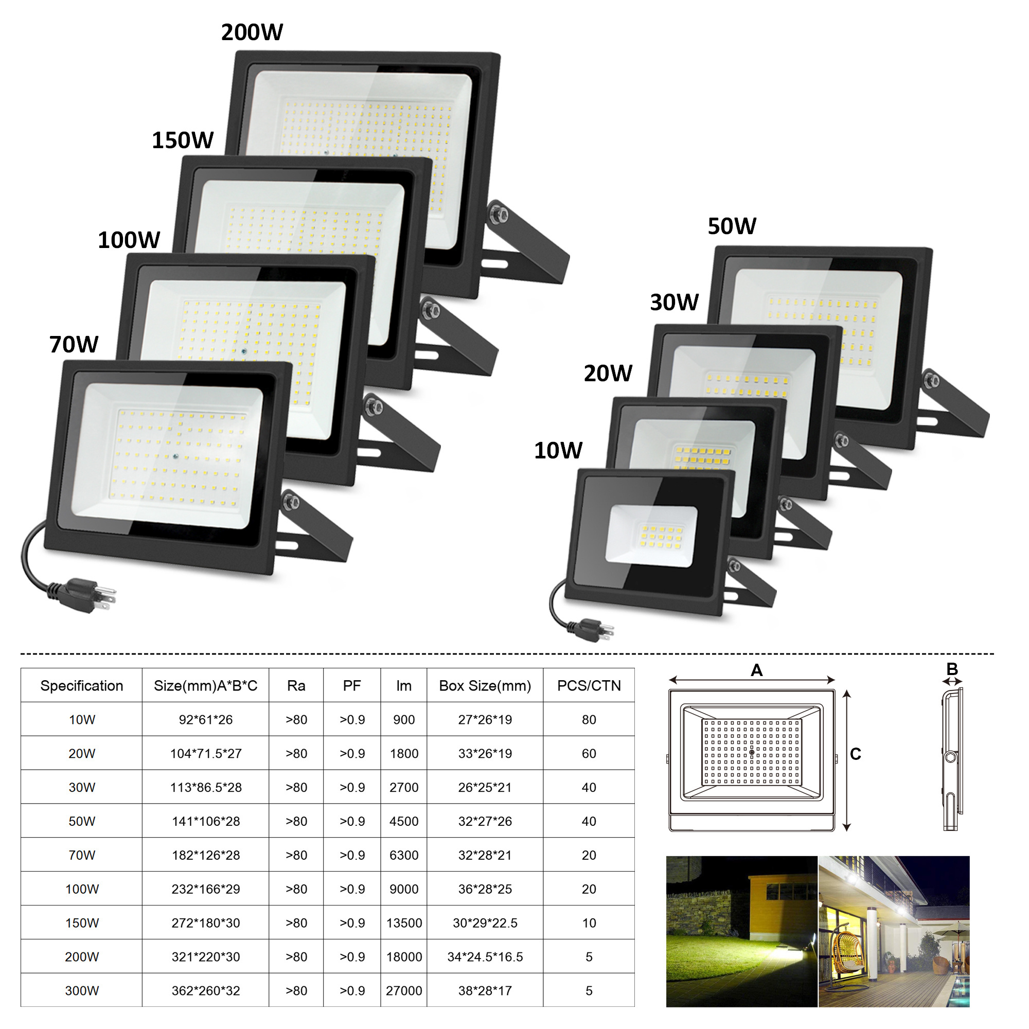 Vertak IP65 Led Flood Light High Power Led Flood Light for Outdoor Stadium Lamp Fixture Led Light