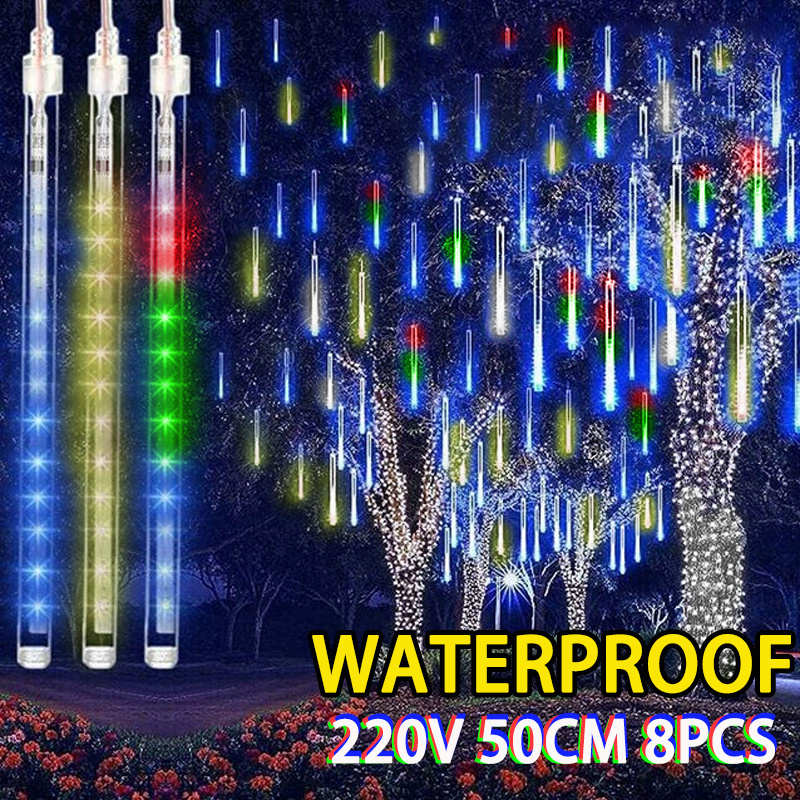 Vertak 30CM 8Tubes landscape Outdoor Decoration Led luminous Waterproof Festive Decorative Lights Meteor Shower Led Lights