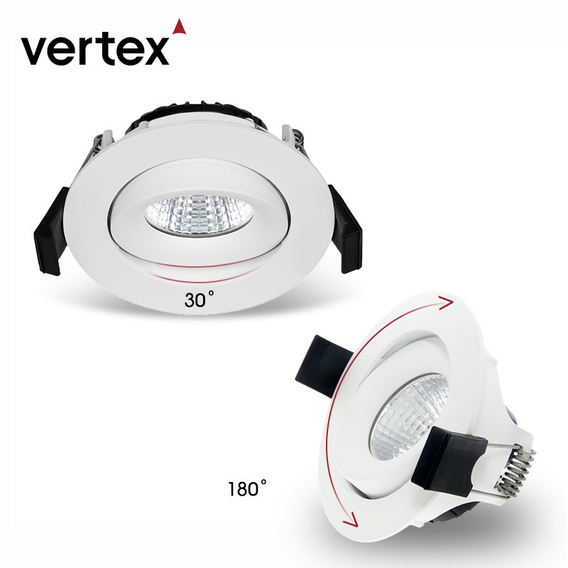 ip44 warm to dim downlight LED ceiling recessed 180 degree adjustable gimbal COB downlight