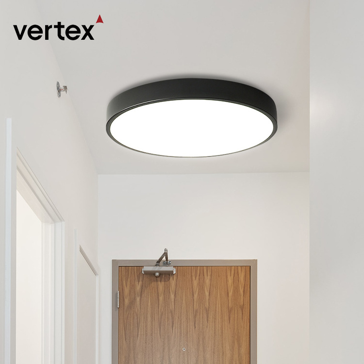 Round LED Flush Mount ceiling light fixture 11.8 inch 20W Black Indoor Modern light Dimmable Ceiling Lamp for Hallway